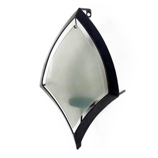 7" Black Abstract Metal And Glass Wall Sconce Candle Holder HomeRoots