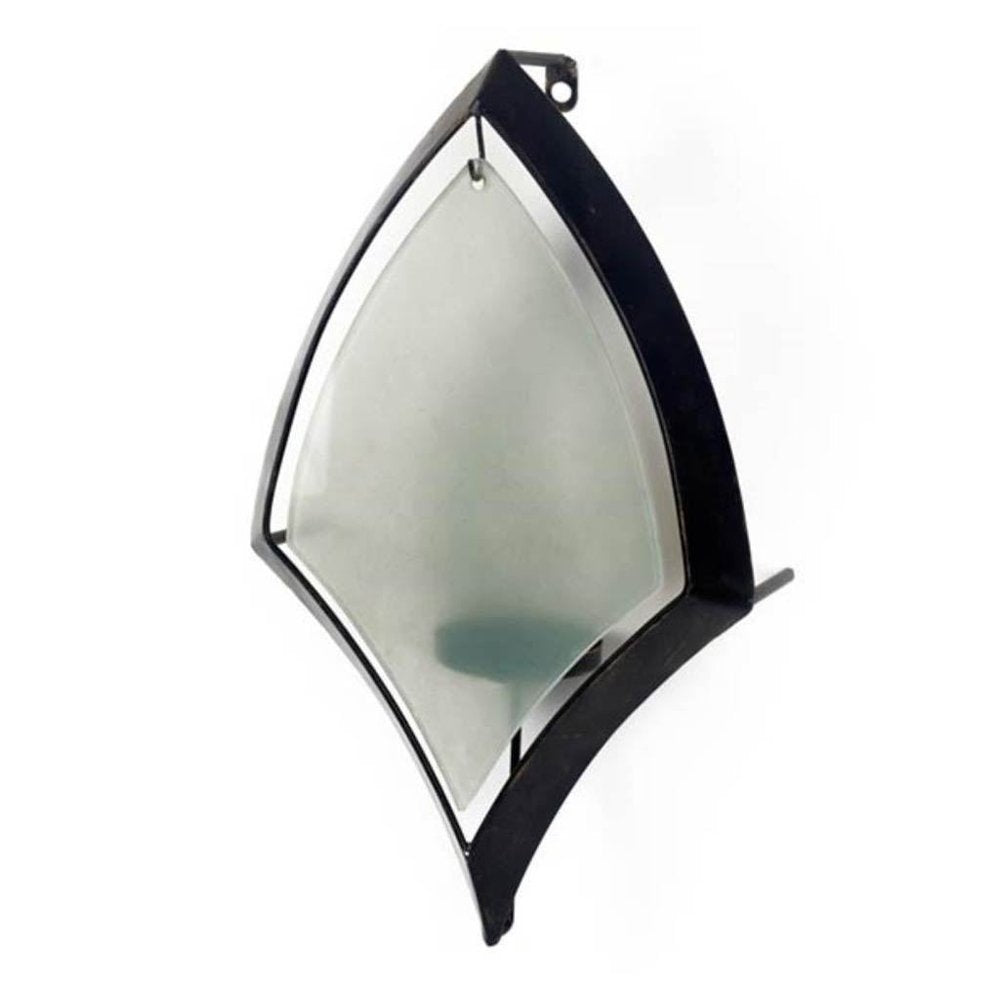 7" Black Abstract Metal And Glass Wall Sconce Candle Holder HomeRoots