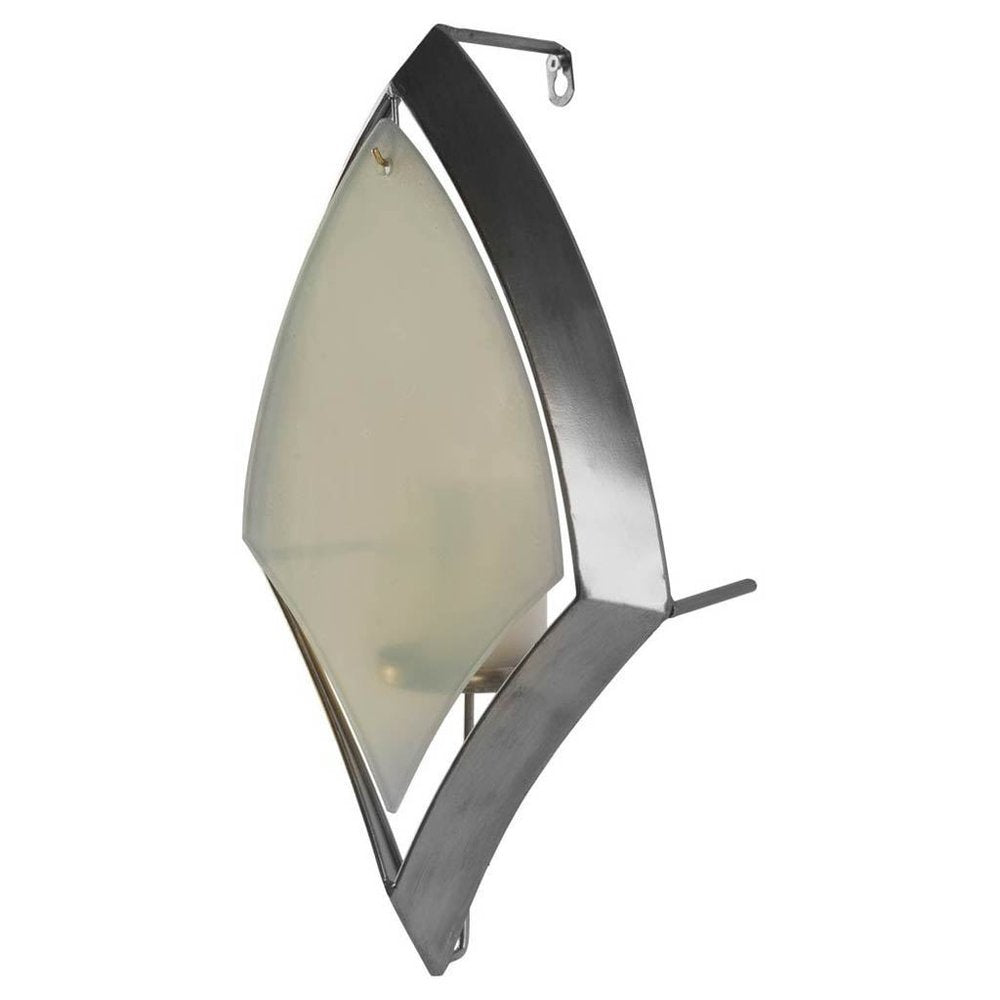 7" Silver Abstract Metal And Glass Wall Sconce Candle Holder HomeRoots