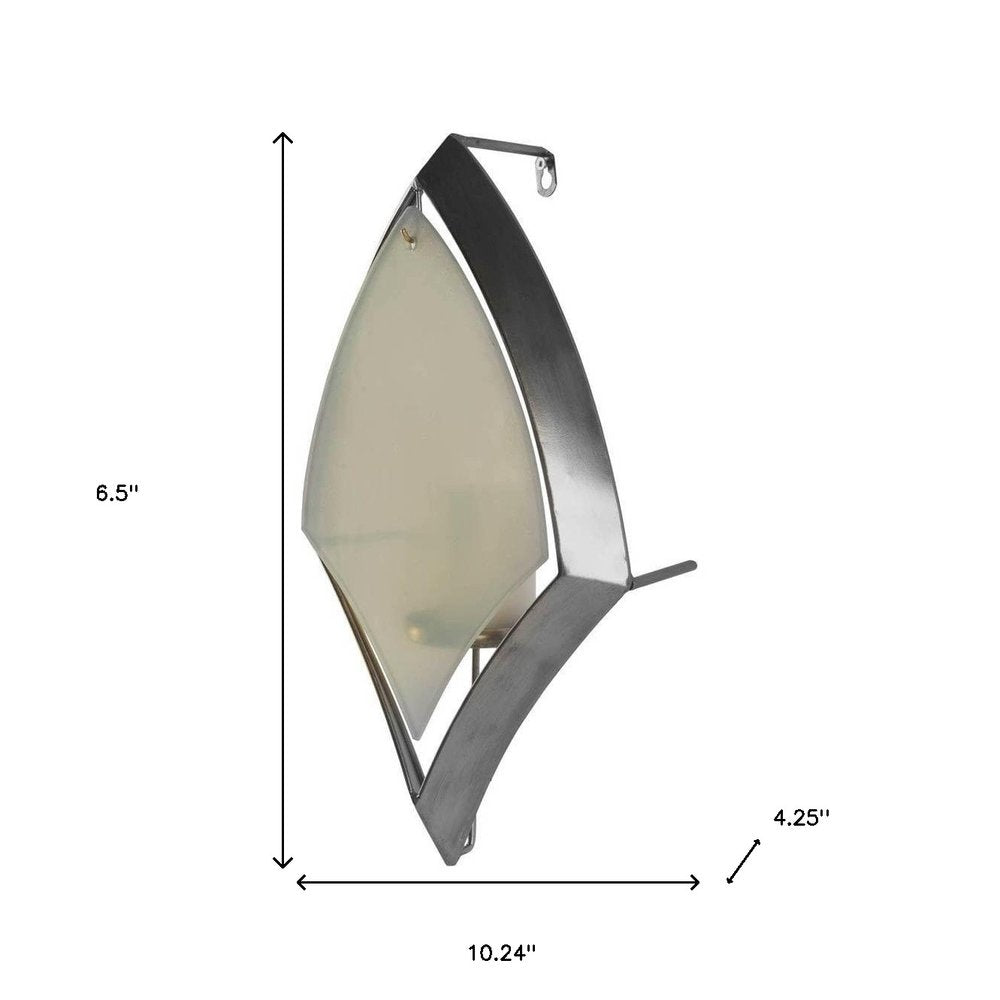 7" Silver Abstract Metal And Glass Wall Sconce Candle Holder HomeRoots