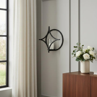 6" Black Quatrefoil Metal Wall Sconce Candle Holder HomeRoots