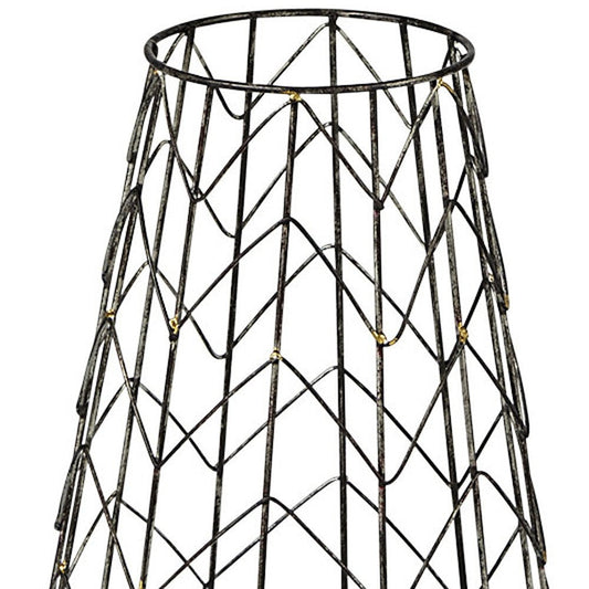 16" Gold Distressed Lattice Metal Tabletop Lantern Candle Holder HomeRoots