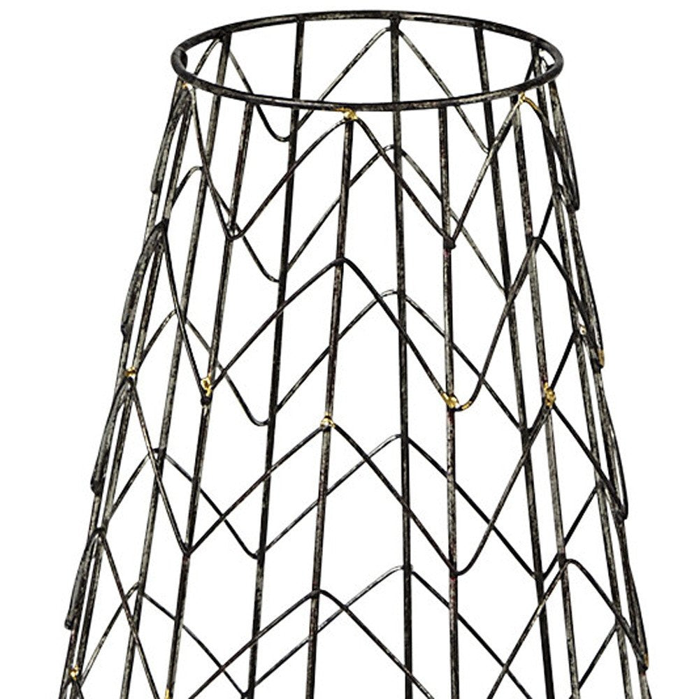 16" Gold Distressed Lattice Metal Tabletop Lantern Candle Holder HomeRoots