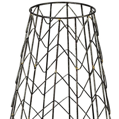 16" Gold Distressed Lattice Metal Tabletop Lantern Candle Holder HomeRoots