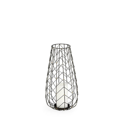16" Gold Distressed Lattice Metal Tabletop Lantern Candle Holder HomeRoots