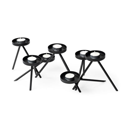 7" Black Geometric Metal Tabletop Votive Candle Holder HomeRoots
