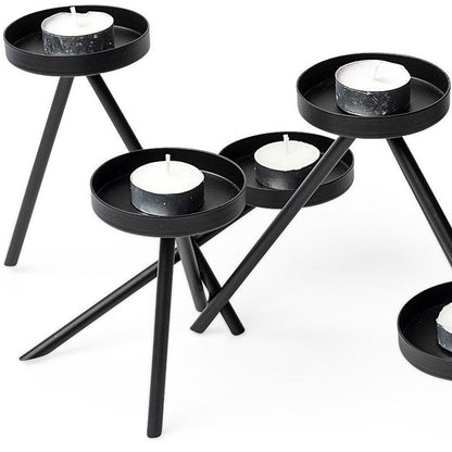 7" Black Geometric Metal Tabletop Votive Candle Holder HomeRoots