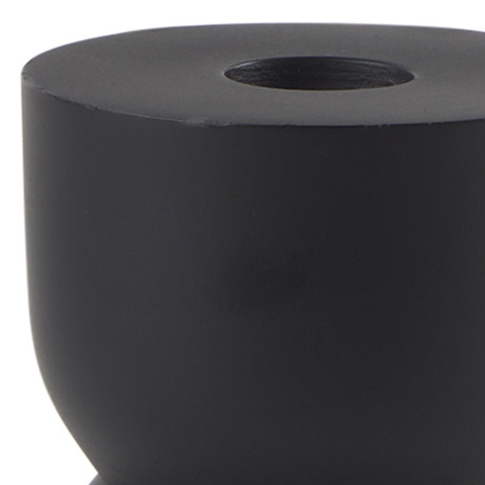 5" Black Metal Tabletop Pillar Candle Holder HomeRoots