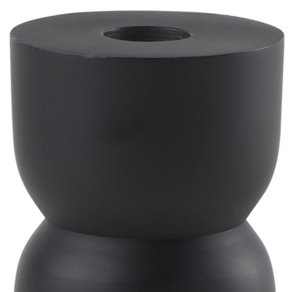 5" Black Metal Tabletop Pillar Candle Holder HomeRoots