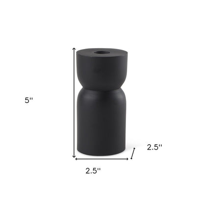5" Black Metal Tabletop Pillar Candle Holder HomeRoots