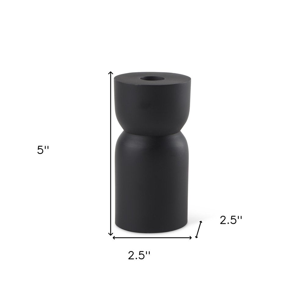 5" Black Metal Tabletop Pillar Candle Holder HomeRoots