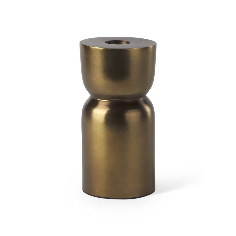 5" Gold Metal Tabletop Taper Candlestick HomeRoots