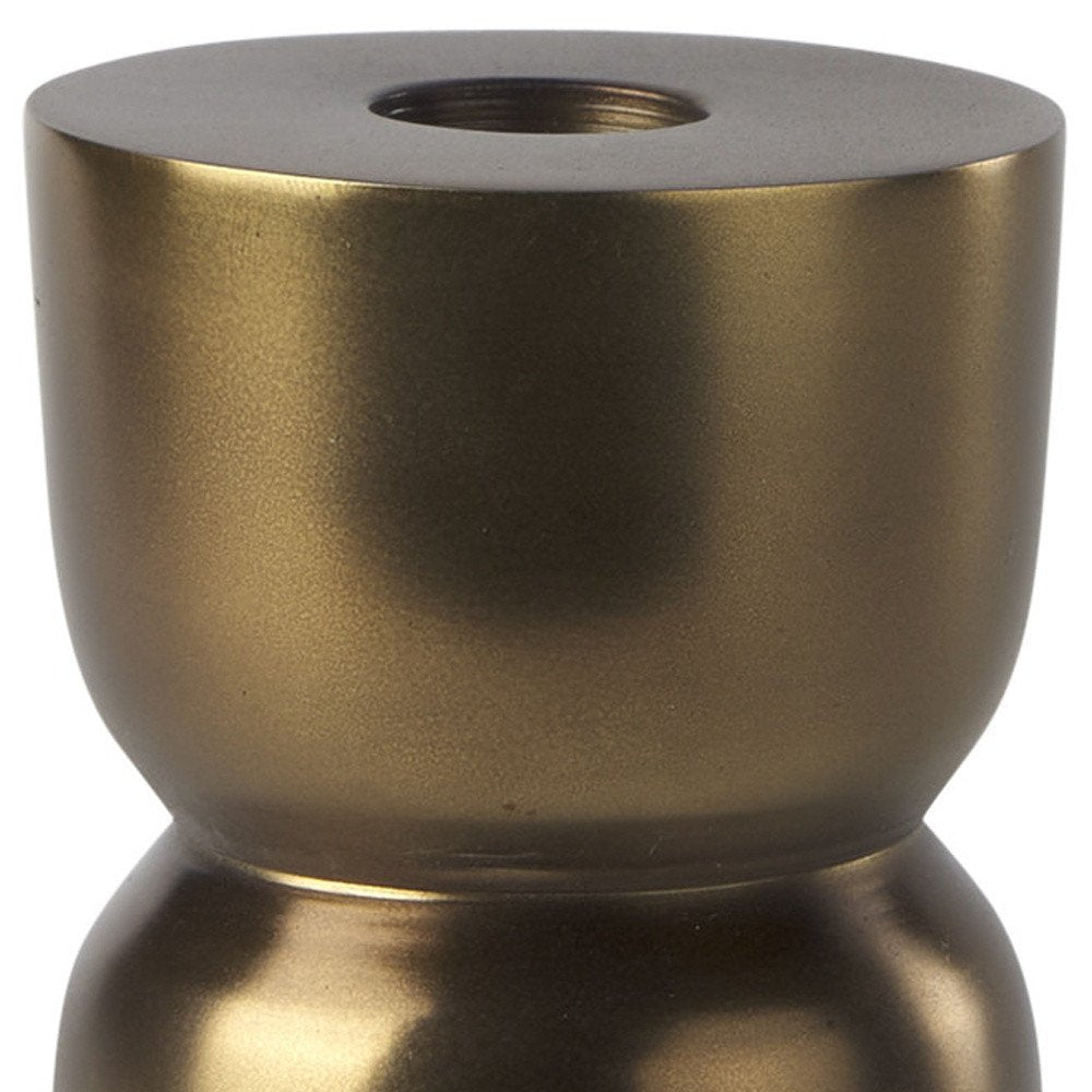 5" Gold Metal Tabletop Taper Candlestick HomeRoots