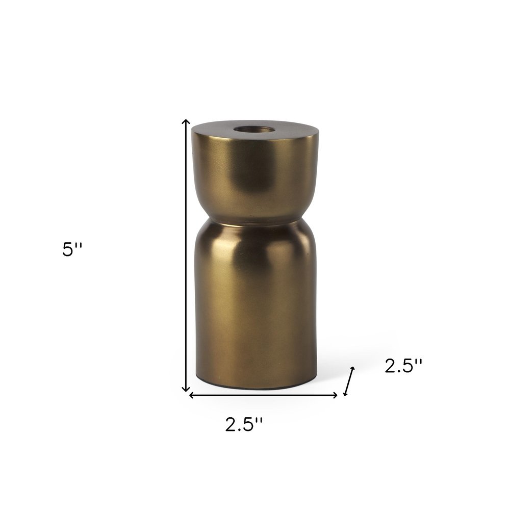 5" Gold Metal Tabletop Taper Candlestick HomeRoots