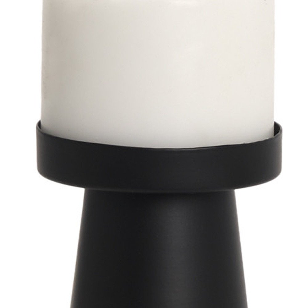 8" Black Metal Tabletop Pillar Candle Holder HomeRoots