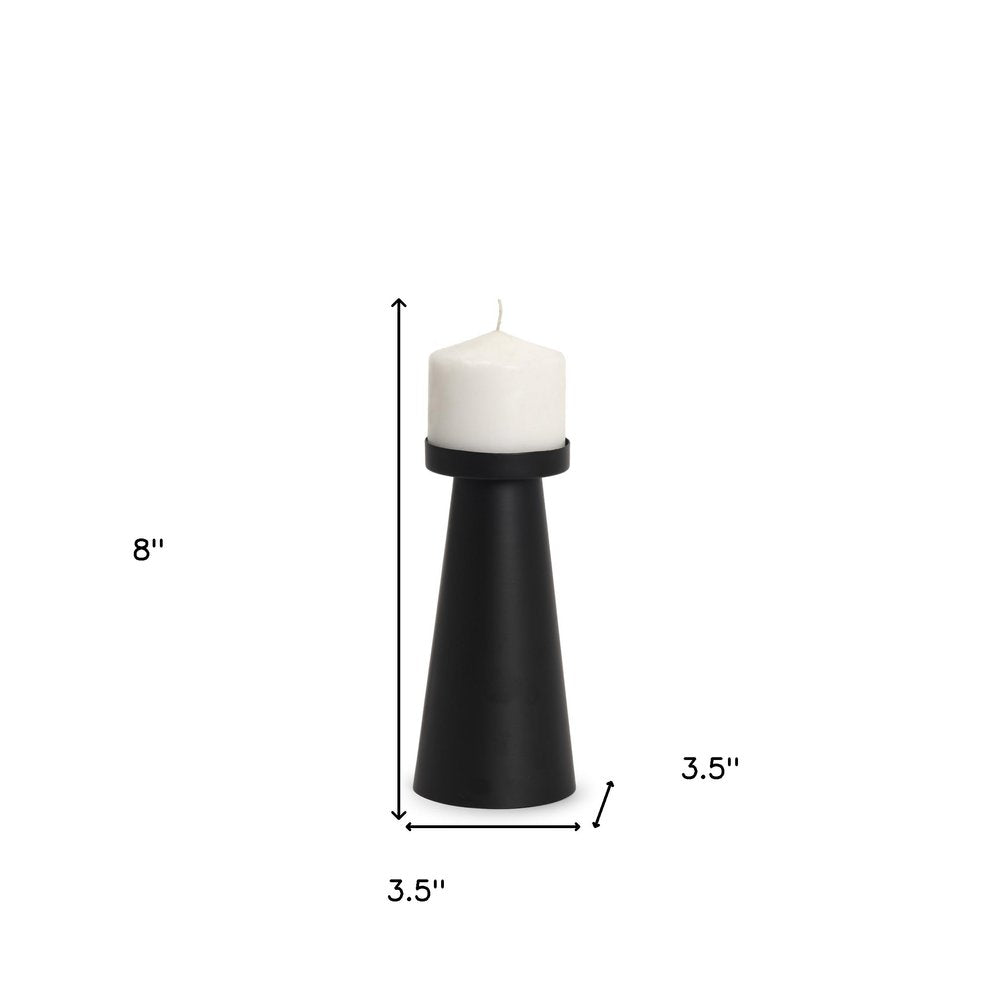 8" Black Metal Tabletop Pillar Candle Holder HomeRoots
