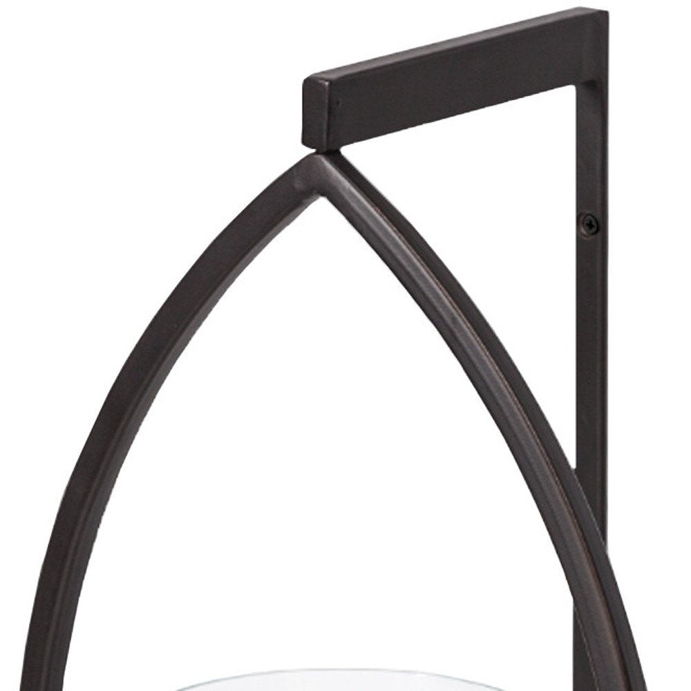 22" Black Geometric Metal And Glass Lantern Candle Holder HomeRoots