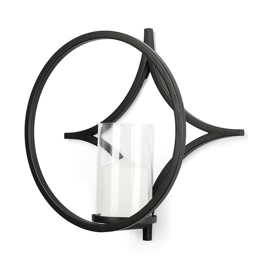 6" Black Quatrefoil Metal And Glass Wall Sconce Candle Holder HomeRoots