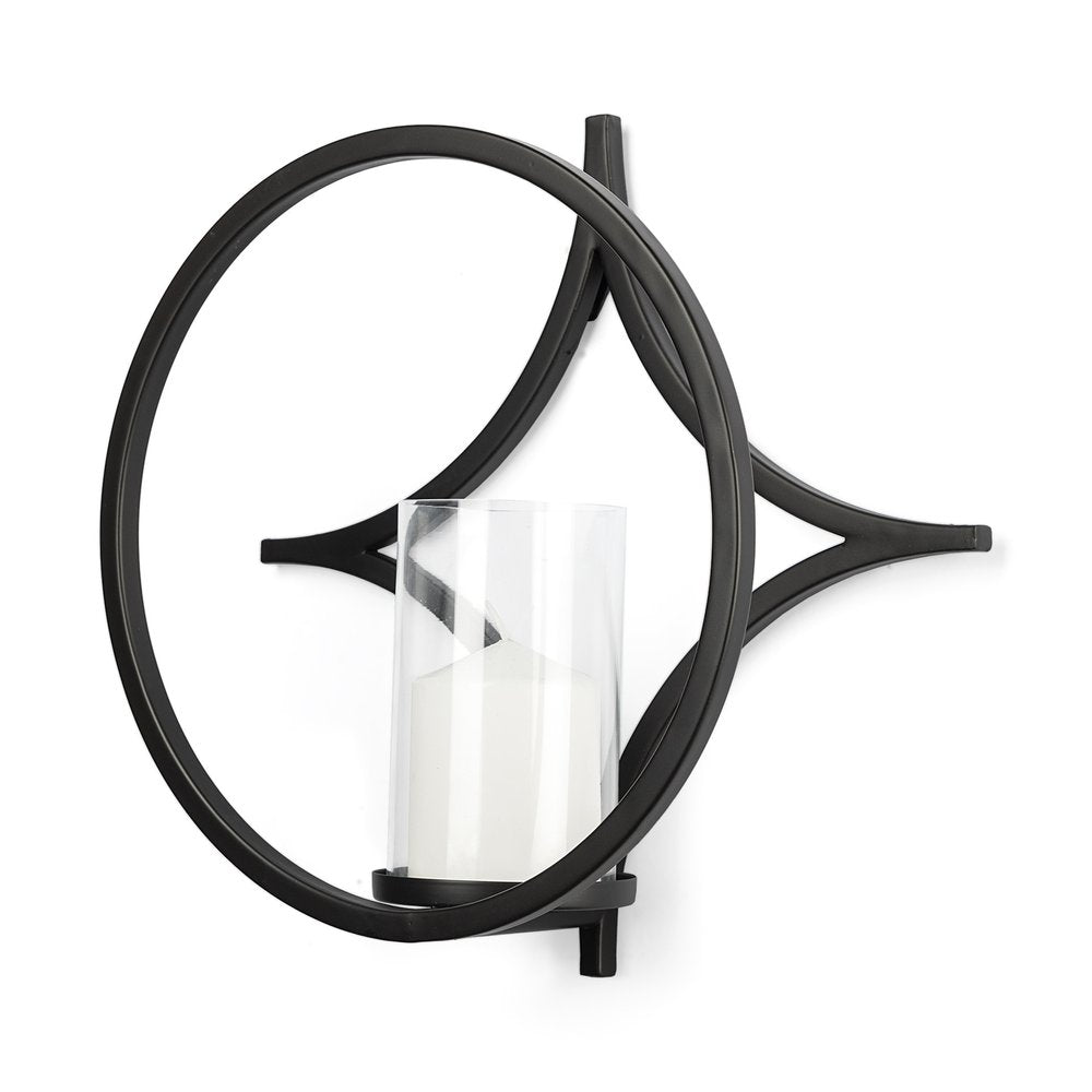 6" Black Quatrefoil Metal And Glass Wall Sconce Candle Holder HomeRoots