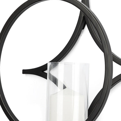 6" Black Quatrefoil Metal And Glass Wall Sconce Candle Holder HomeRoots