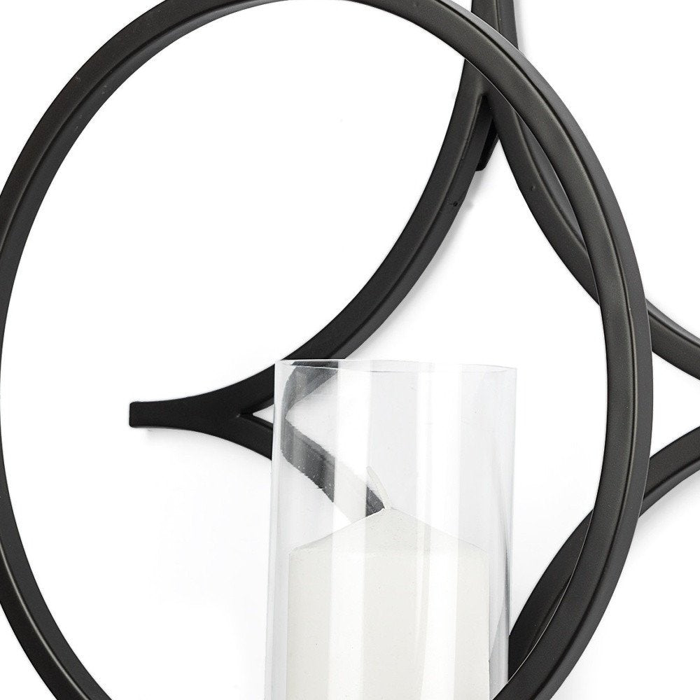 6" Black Quatrefoil Metal And Glass Wall Sconce Candle Holder HomeRoots