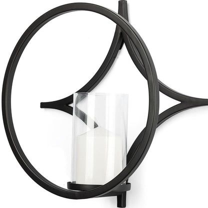 6" Black Quatrefoil Metal And Glass Wall Sconce Candle Holder HomeRoots