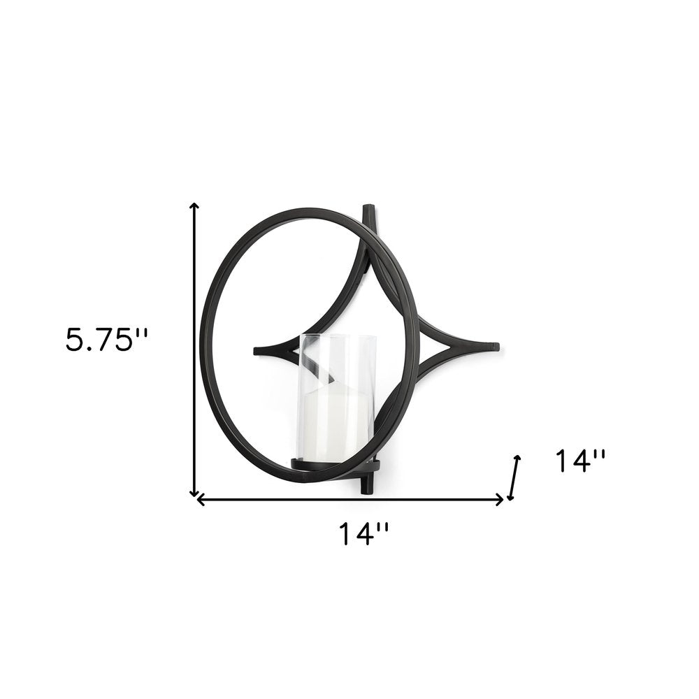 6" Black Quatrefoil Metal And Glass Wall Sconce Candle Holder HomeRoots