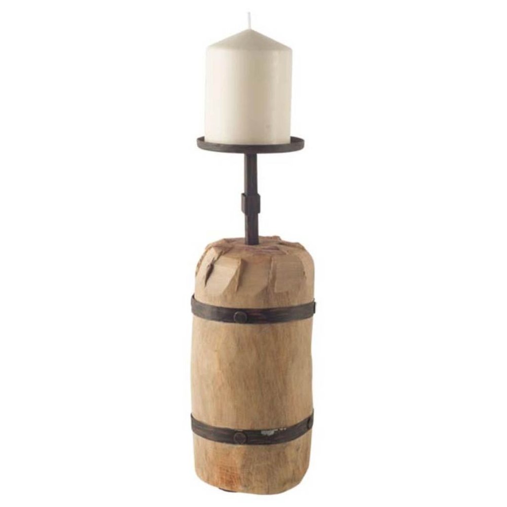 16" Brown Distressed Abstract Solid Wood Tabletop Pillar Candle Holder HomeRoots
