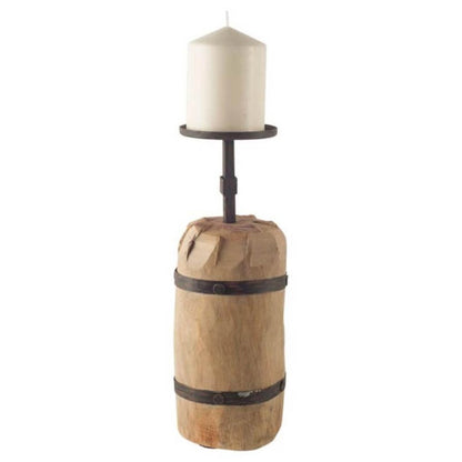 16" Brown Distressed Abstract Solid Wood Tabletop Pillar Candle Holder HomeRoots