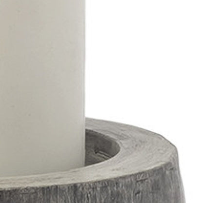 7" Gray Distressed Abstract Ceramic Tabletop Pillar Candle Holder HomeRoots