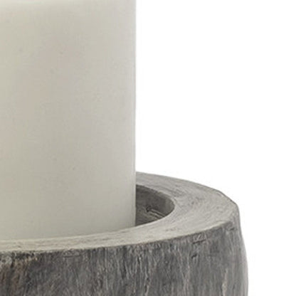 7" Gray Distressed Abstract Ceramic Tabletop Pillar Candle Holder HomeRoots