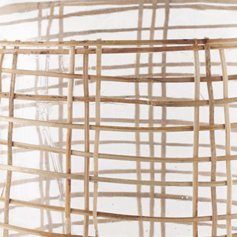 20" Clear And Natural Glass Round Floor Vase With Wrapped Rattan HomeRoots