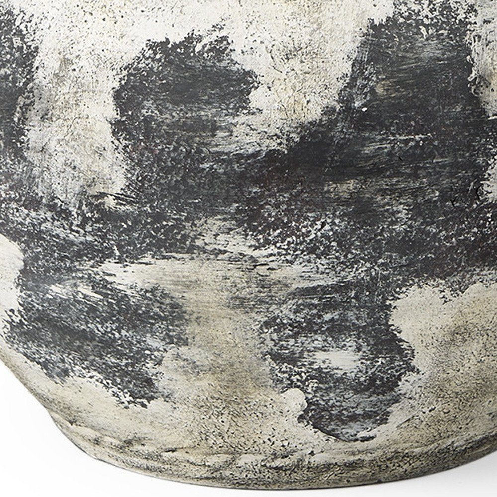 15" Black And White Ombre Ceramic Amphora Floor Vase HomeRoots