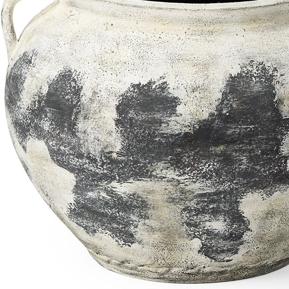 15" Black And White Ombre Ceramic Amphora Floor Vase HomeRoots