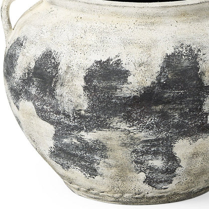 15" Black And White Ombre Ceramic Amphora Floor Vase HomeRoots