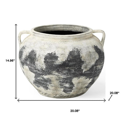 15" Black And White Ombre Ceramic Amphora Floor Vase HomeRoots