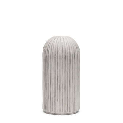 16" Gray And White Striped Ceramic Cylinder Floor Vase HomeRoots