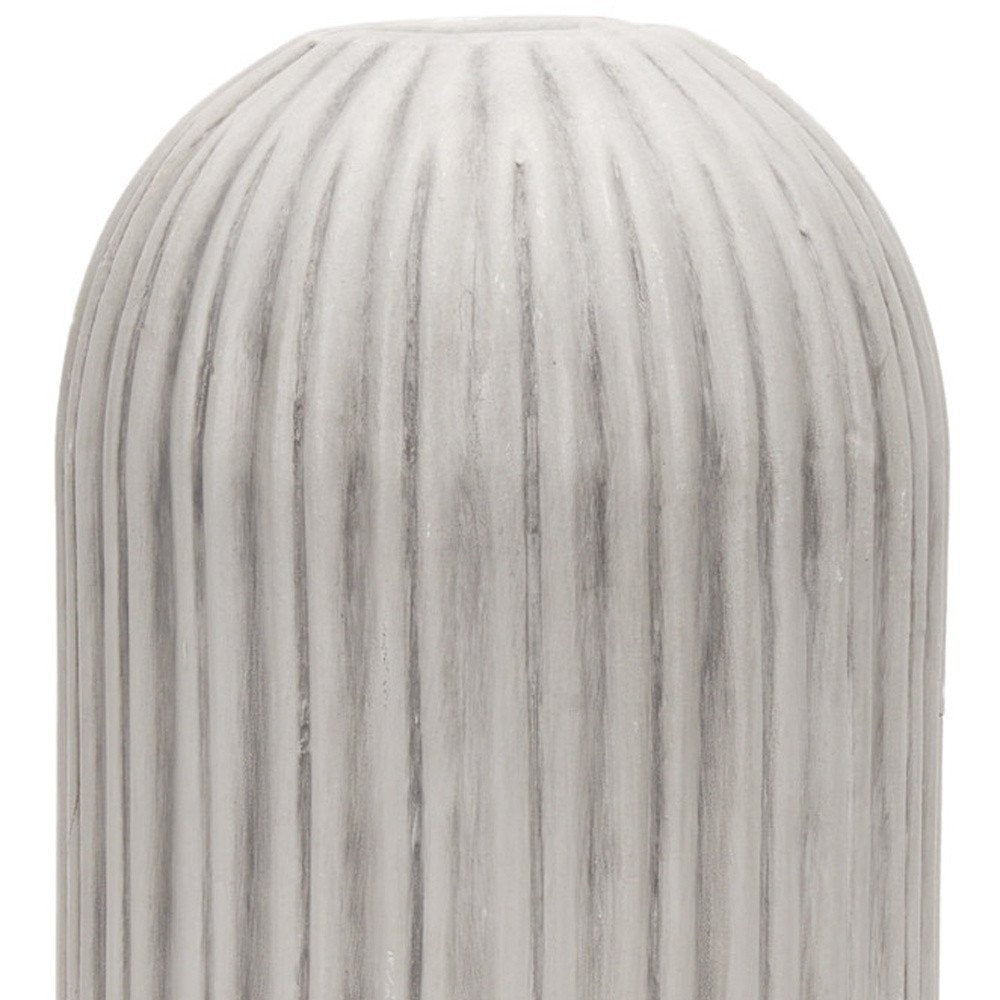 16" Gray And White Striped Ceramic Cylinder Floor Vase HomeRoots