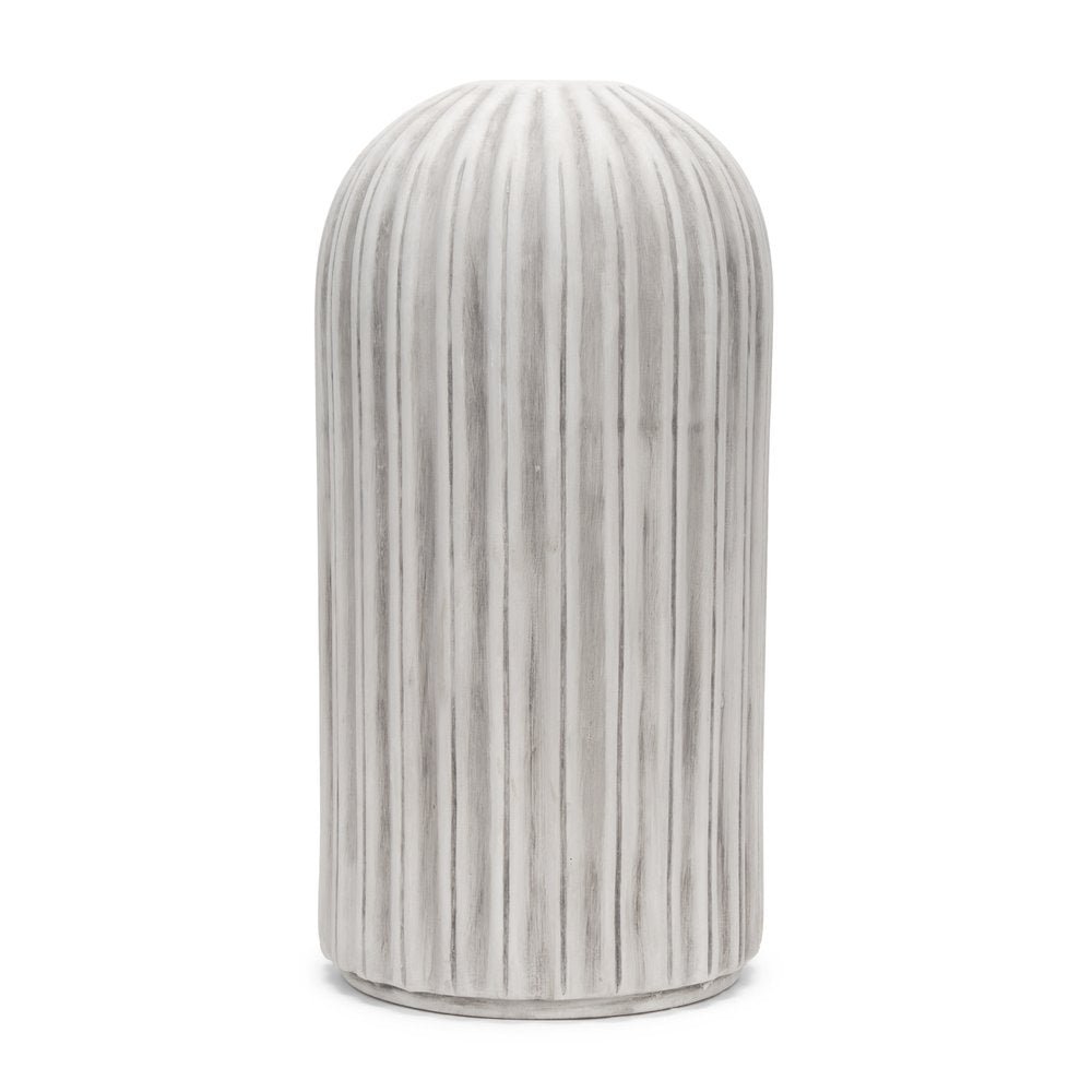 21" Gray And White Striped Ceramic Cylinder Floor Vase HomeRoots