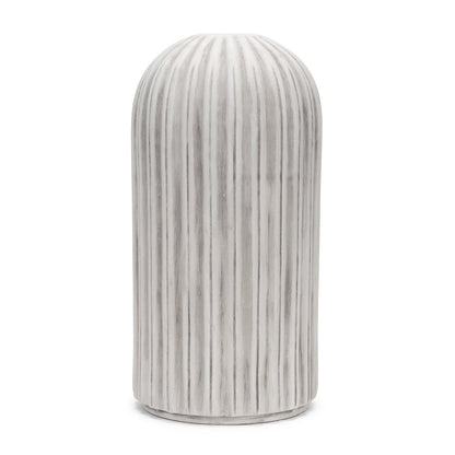 21" Gray And White Striped Ceramic Cylinder Floor Vase HomeRoots