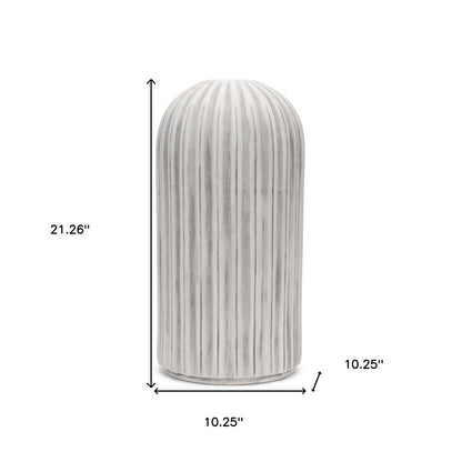 21" Gray And White Striped Ceramic Cylinder Floor Vase HomeRoots