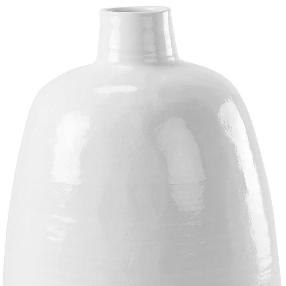 32" White And Beige Color Block Ceramic Round Floor Vase HomeRoots