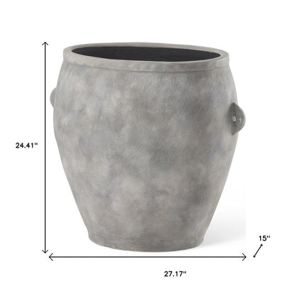 24" Gray Ceramic Amphora Floor Vase HomeRoots