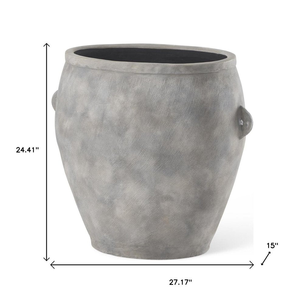 24" Gray Ceramic Amphora Floor Vase HomeRoots