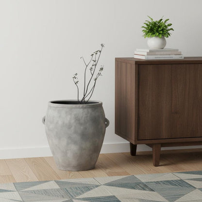 24" Gray Ceramic Amphora Floor Vase HomeRoots
