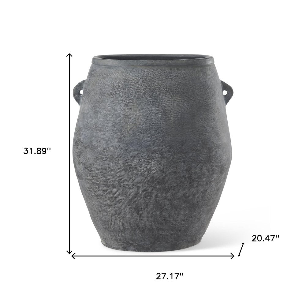 32" Gray Ceramic Amphora Floor Vase — view 3