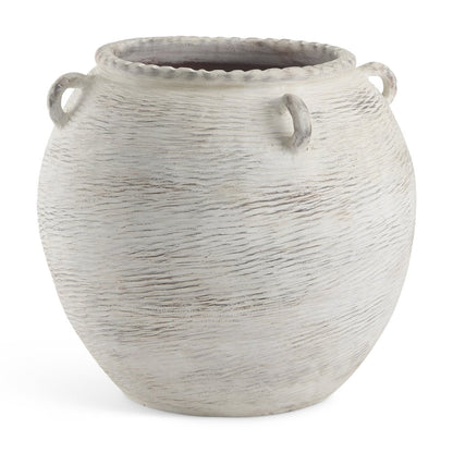 22" Cream Ceramic Amphora Floor Vase HomeRoots