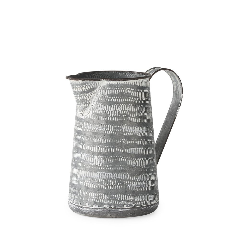 8" Gray And White Striped Metal Tapered Jug Vase HomeRoots