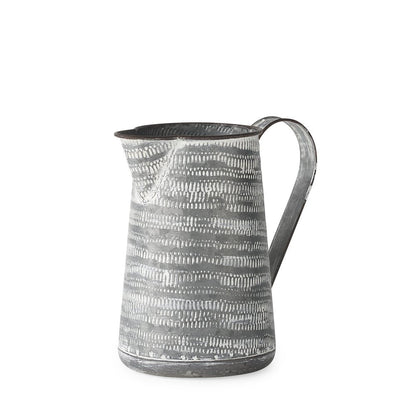 8" Gray And White Striped Metal Tapered Jug Vase HomeRoots