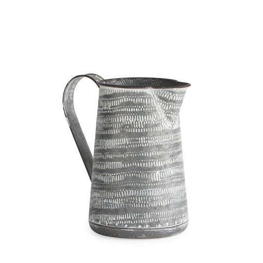8" Gray And White Striped Metal Tapered Jug Vase HomeRoots
